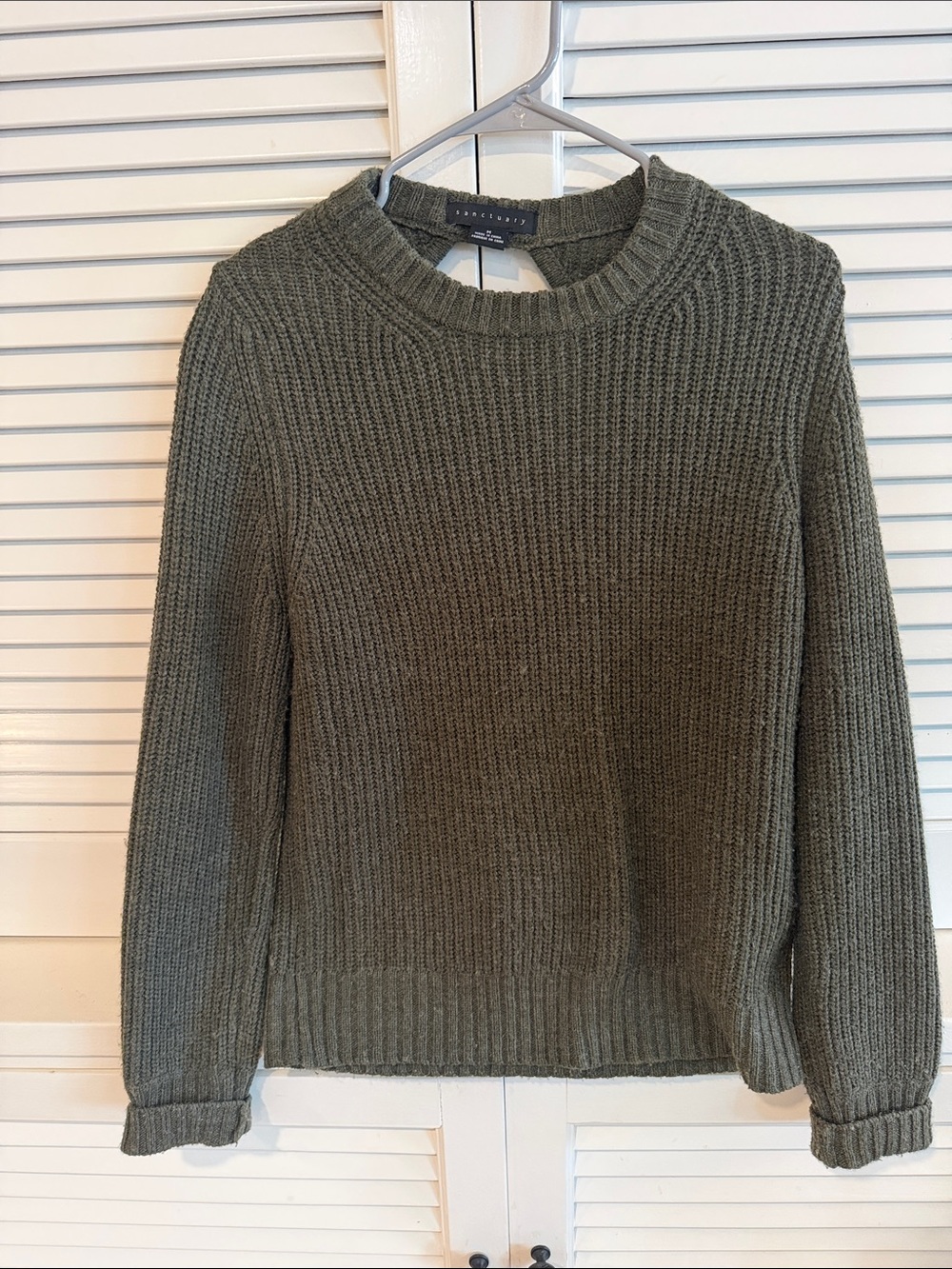 Sanctuary Olive Ribbed Crewneck Sweater